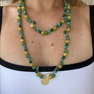 Elegant Green and Gold Beaded Necklace